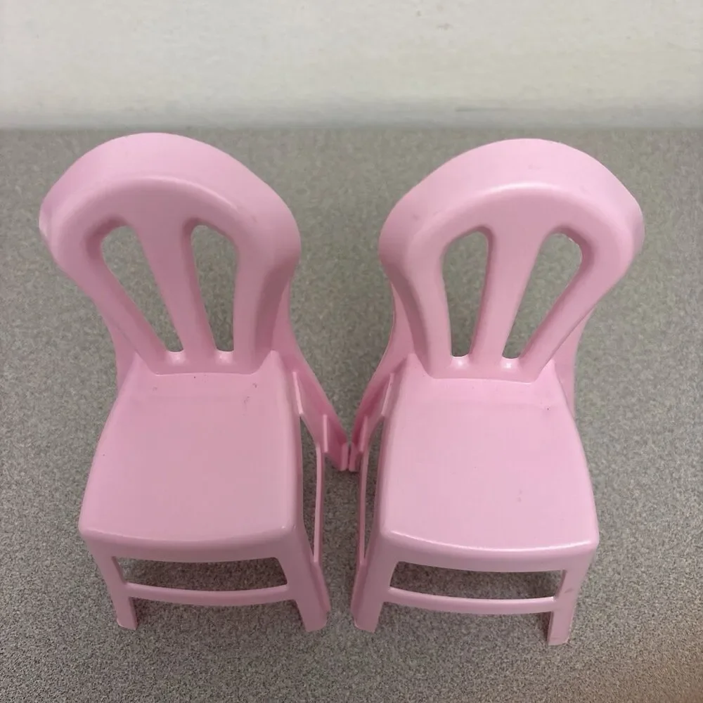 Barbie Doll Clone Furniture, Lot Of 3 Pink Plastic 6” Dining Room Chairs, EUC